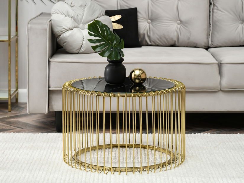 Konferenční stolek Nils (mramor + zlatá)