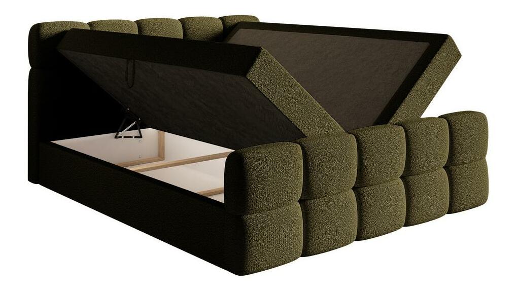 Manželská kontinentální postel cm Cirsten olivová0C (s roštem a matrací) (s úl. prostorem) (olivová)