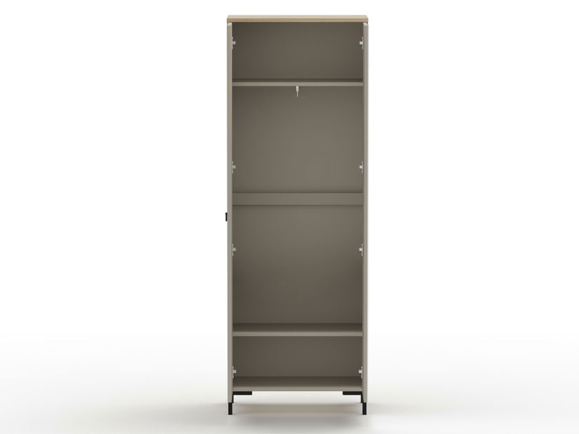 Šatní skříň Demandaron 4 (taupe + dub silverjack) (se zrcadlem)