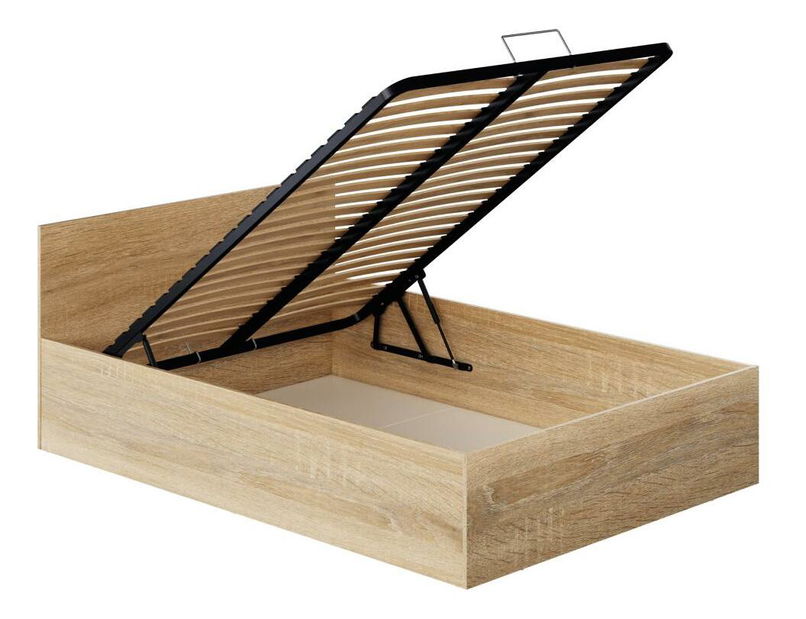 Manželská postel 140 cm Discutibles (dub sonoma) (s roštem) (s úl. prostorem)