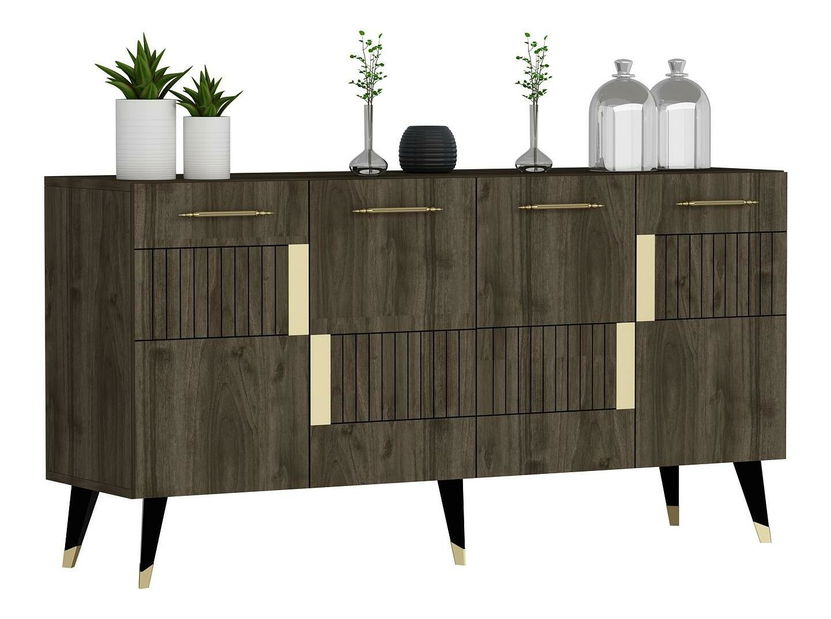 Skříňka Lotoka 2 (ořech + zlatá)