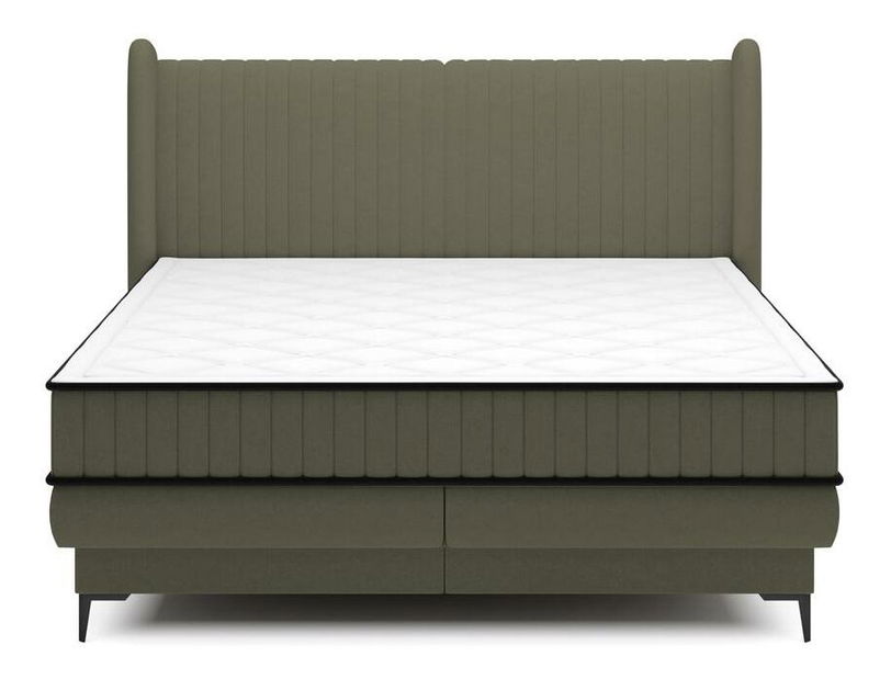 Manželská kontinentální postel 140 cm Dalmo 140 (s roštem) (s úl. prostorem) (zelená + černá)