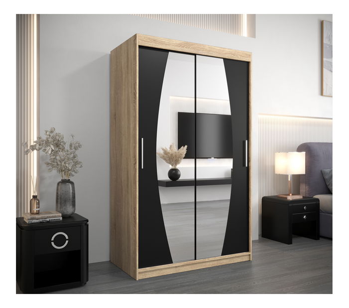 Šatní skříň 120 cm Eclipse (dub sonoma + černá matná)