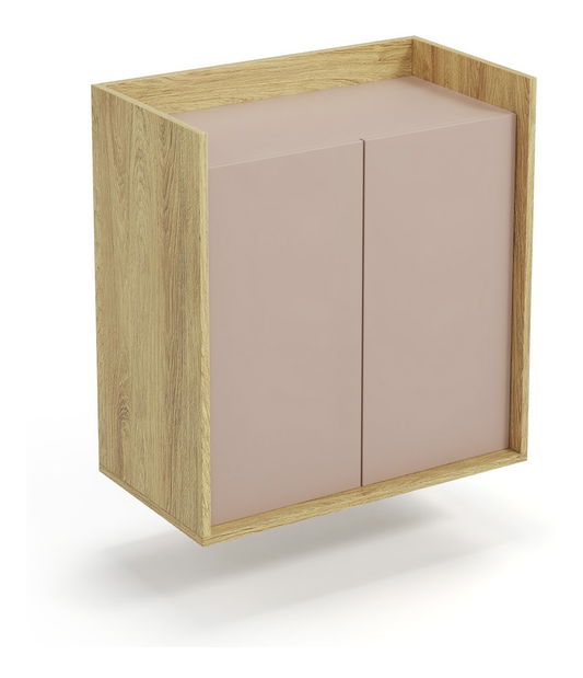 Skříňka Mozelle 2D (hikor + růžová)