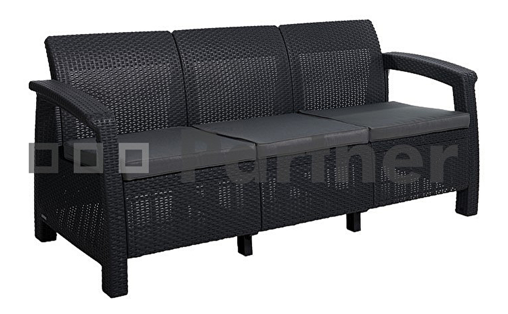 Zahradní lavička Corfu love seat max (antracit) (um. ratan)