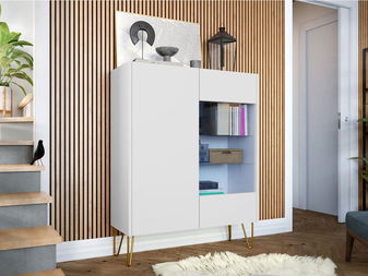 Vitrína AWT97 Mirjan Annemarie (Bílá + Bílá + Mramor bianco) *výprodej