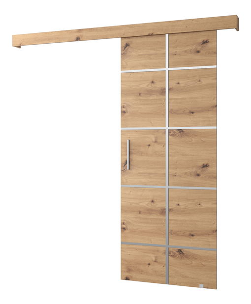 Posuvné dveře 90 cm Sharlene III (dub artisan + dub artisan + stříbrná)