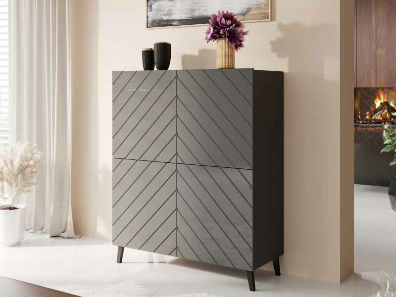 Komoda Alexander (grafit matná + grafit lesklá)