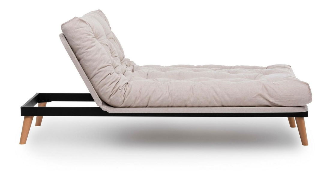 Rozkládací pohovka Sakotta (krémová + dřevo)