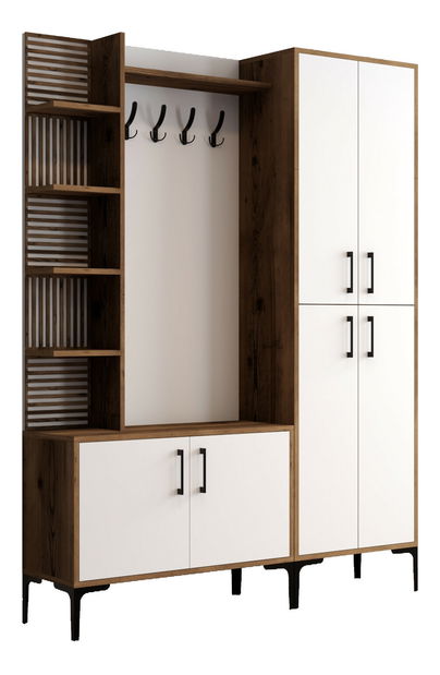 Předsíňová stěna Valery 5 (Ořech + Bílá)