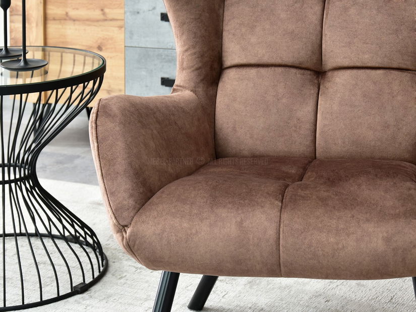 Designové křeslo Norweien (hnědá + zlatá)