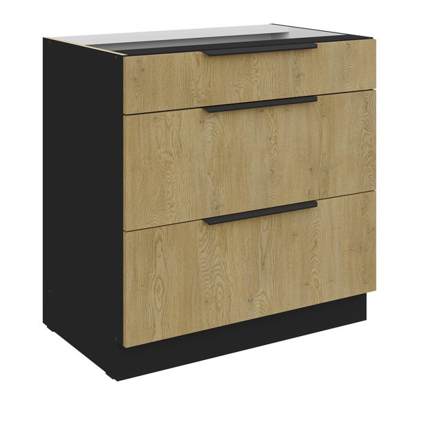 Dolní kuchyňská skříňka Carminia 80 D 3S BB PREMIUM BOX (dub cremona + černá)