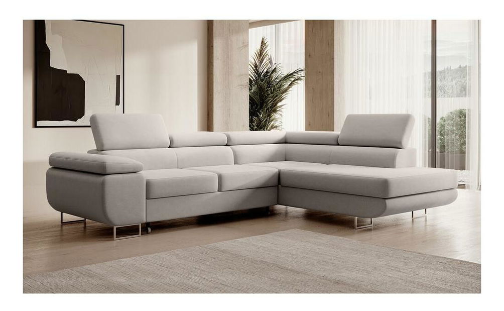 Rohová sedací souprava Stiletto (P) (bílá + stříbrná)