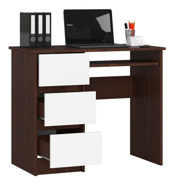 PC stolek Benicio (wenge + bílá) (L)