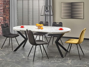 Rozkládací jídelní stůl 100-250 cm Pepeera (mramor bílý + černá) (pro 6 8 osob)