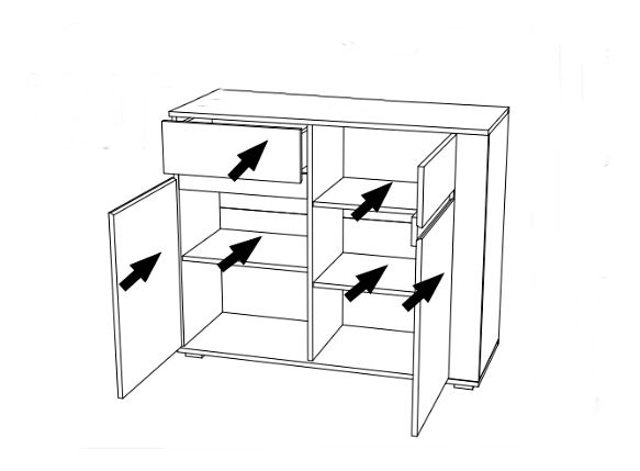 Komoda Aren AS3 (dub enderein + lesk bílý)