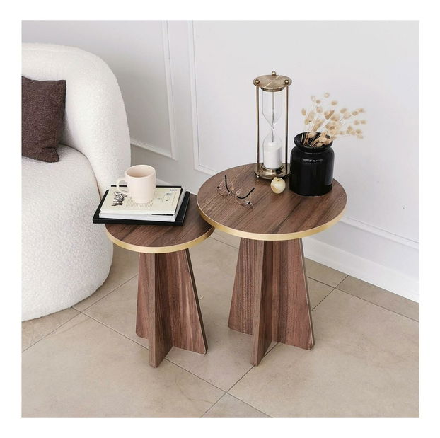 Set 2ks. konferenčních stolků Kabivo 1 (zlatá + ořech)