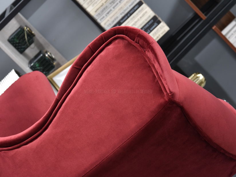 Křeslo ušák Margis (bordó + buk)