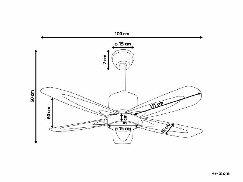 Stropní ventilátor se světlem Coty (stříbrná)