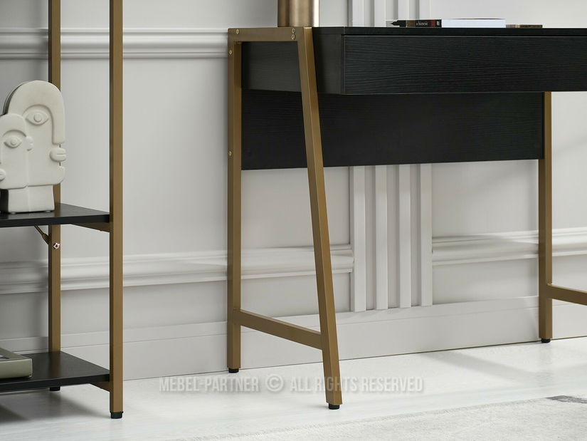 PC stolek Norway (černé dřevo + zlatá)