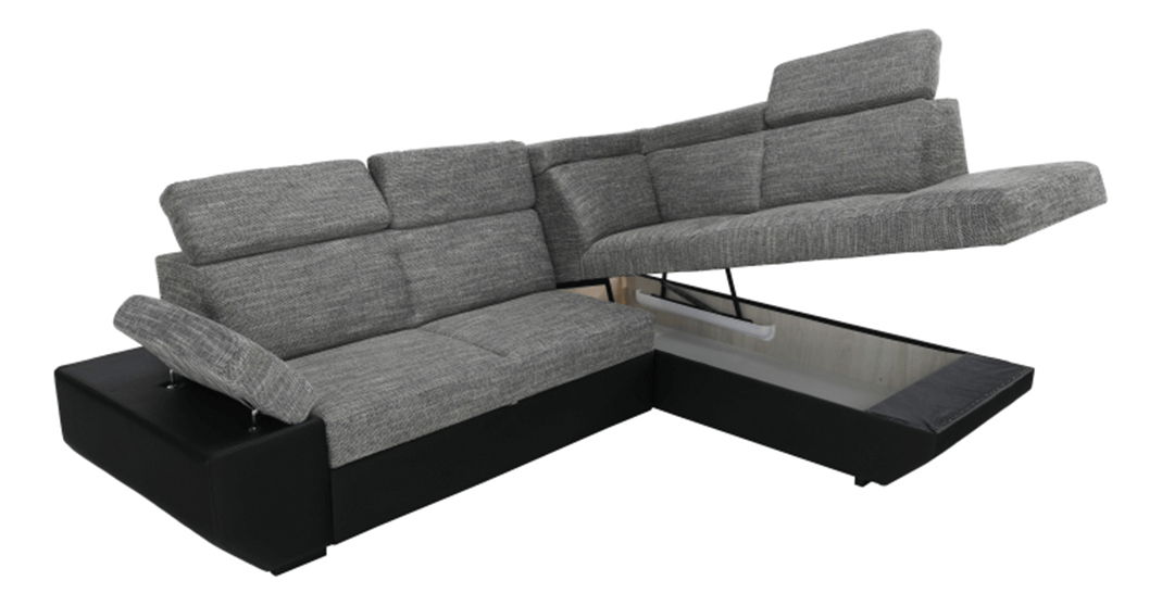 Rohová sedací souprava Akron černá + melír (P)