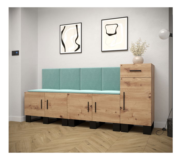 Předsíňová sestava Amanda 17 (dub artisan + zelená)