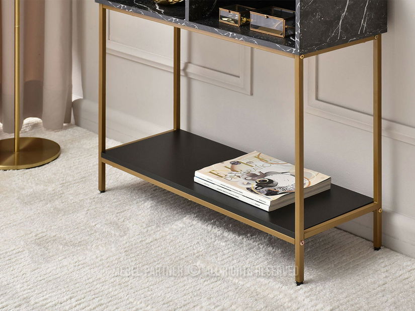 Konzolový stolek Frey (černá + zlatá)