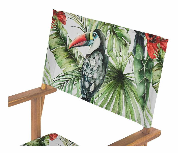 Set 2 ks zahradních lehátek s náhradními potahy Ciala (světlé dřevo + vzor tukanů)