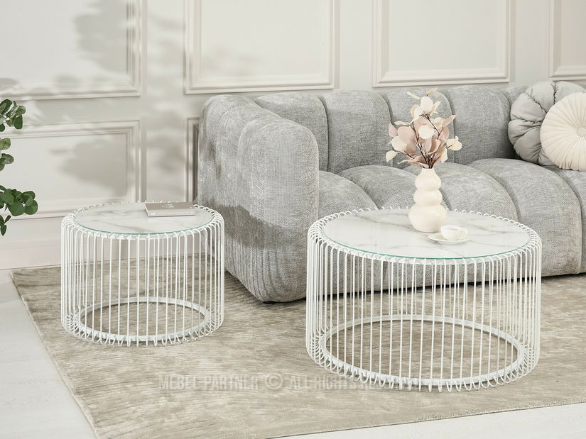 Konferenční stolek Niquel (mramor + bílá)