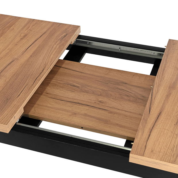 Rozkládací jídelní stůl Seguiremos (dub craft zlatý + černá) (pro 4-6 osob)