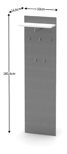Věšákový panel Hamila NEW TYP 19 (grafit + bílá)