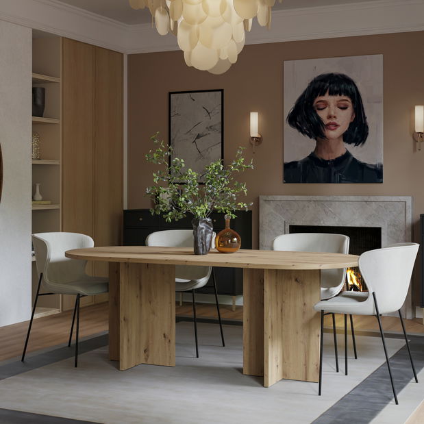 Rozkládací jídelní stůl Ovalina (béžová písková)