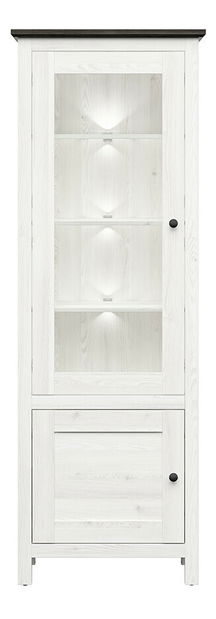 Vitrína BRW Hesen REG1W1D/20/7 (s LED osvětlením) (modřín sibiu světlý + borovice larico)