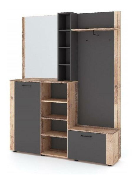 Předsíňová sestava Barra (antracit + old wood) (se zrcadlem)