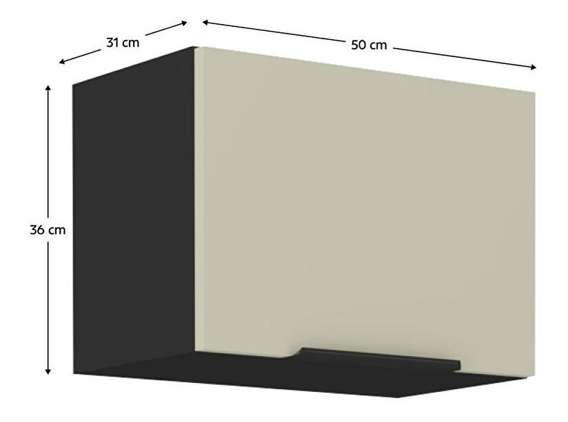 Horní kuchyňská skříňka Arikona 50 GU 36 1F (kašmír + černá)