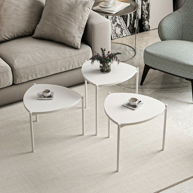 Set konferenčních stolků Lena 3 (Bílá)