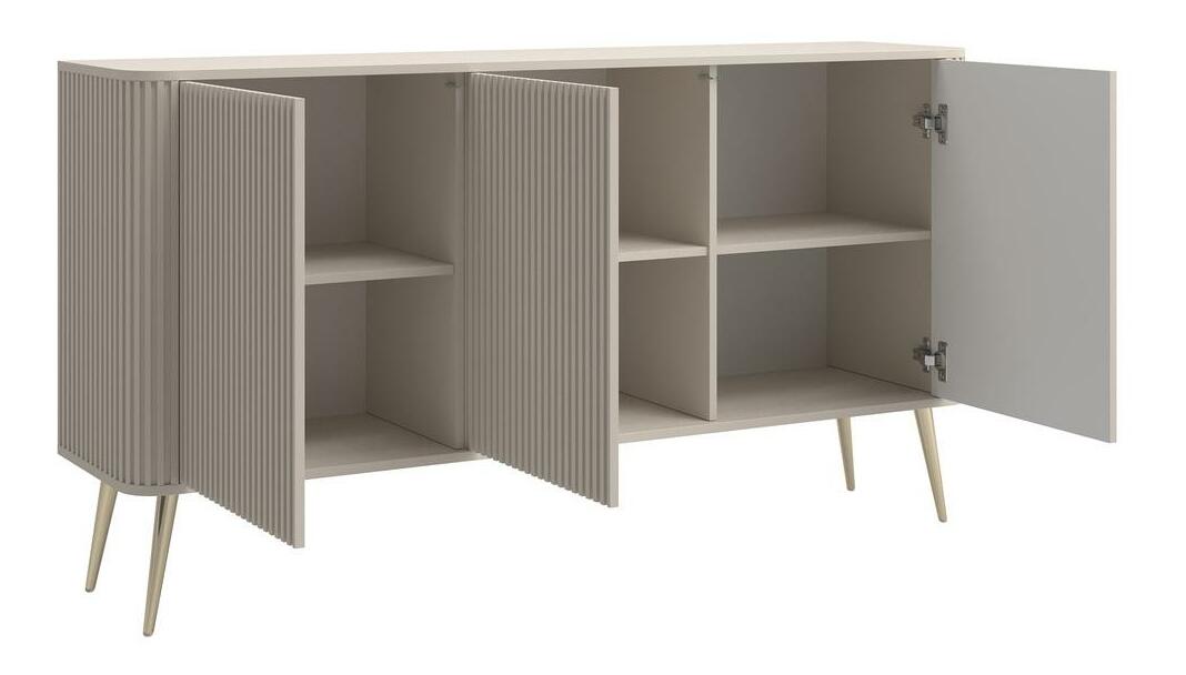 Skříňka Oglio O4 (šedobéžová + zlatá)