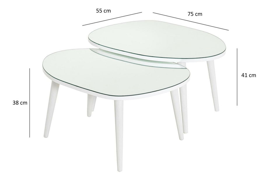 Set 2 ks konferenčních stolků Gustavo 1 (bílá)