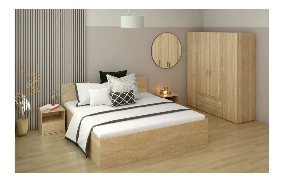 Manželská postel 180 cm Discutibles (dub sonoma) (s roštem) (s úl. prostorem)