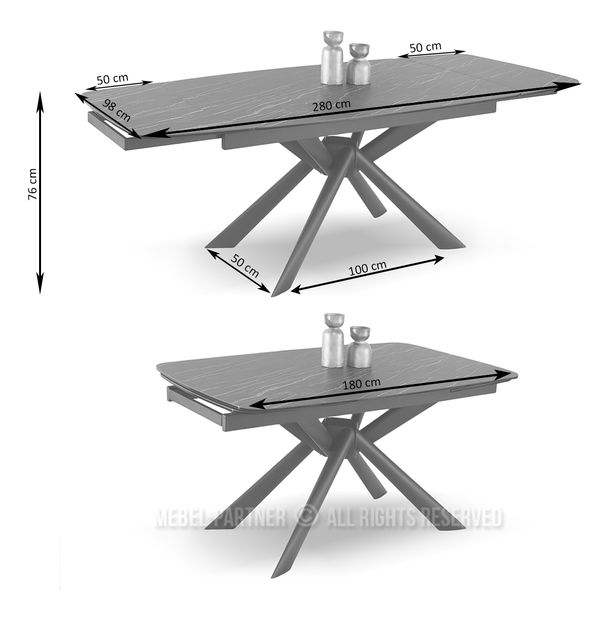 Jídelní stůl Denzel (bílý mramor + černá)