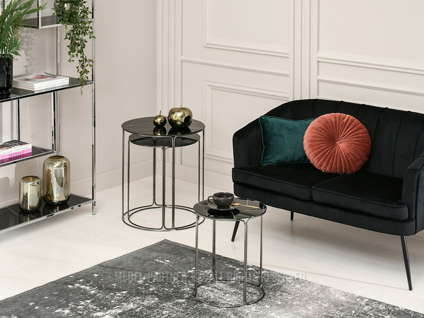 Konferenční stolek Belianni Zest (černý mramor + nikl)