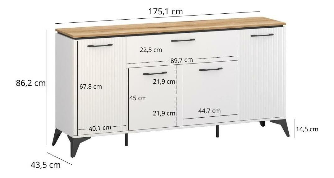 Komoda Vejares 2 (bílá + dub evoke)