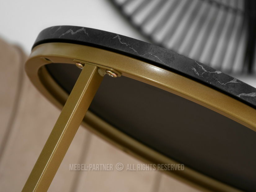 Konferenční stolek Corden (černý mramor + zlatá)