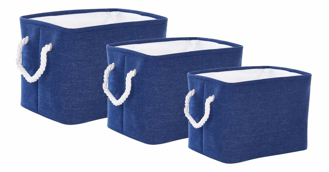 Set 3 ks úložných košů Deanna (modrá)