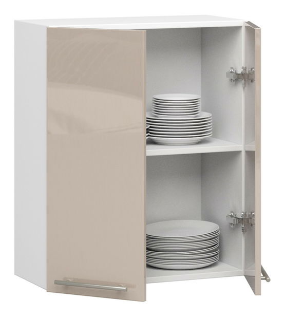 Horní kuchyňská skříňka Ozara W60 H720 (bílá + cappuccino lesk)