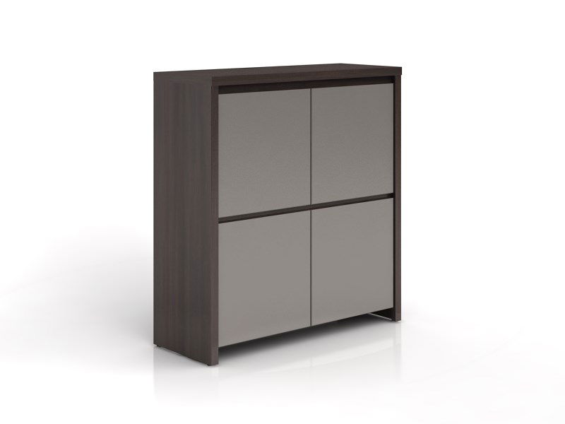 Skříňka BRW Kaspian KOM4D (wenge + vysoký lesk šedý)