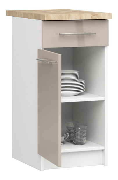 Dolní kuchyňská skříňka Ozara SZ40 SZ1 (bílá + cappuccino lesk)