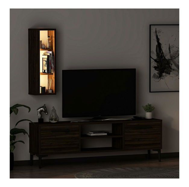 Obývací stěna Kuvuni 1 (ořech) (s osvětlením)