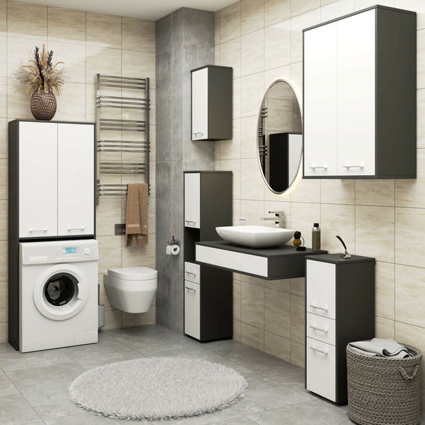 Skříňka nad pračku Fulgor 180 (grafit + bílá)