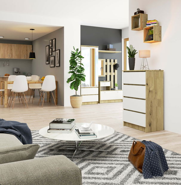 Komoda Knesset (dub artisan + bílá)